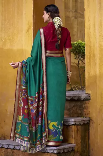 Elegant Kalamkari Print Chanderi Saree with Zari Weaving Timeless Grace