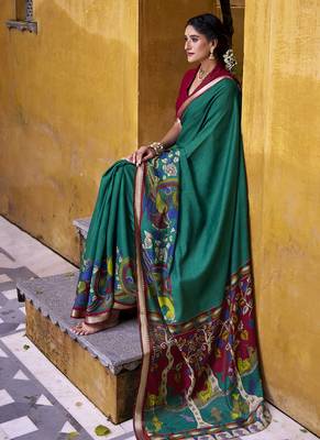 Elegant Kalamkari Print Chanderi Saree with Zari Weaving Timeless Grace 5