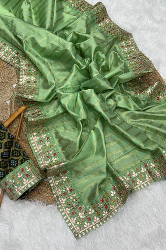 Green Color Premium Banarasi Silk blend with Rich Zari Weaving