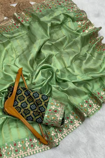 Green Color Premium Banarasi Silk blend with Rich Zari Weaving