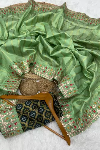 Green Color Premium Banarasi Silk blend with Rich Zari Weaving