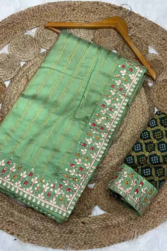 Green Color Premium Banarasi Silk blend with Rich Zari Weaving