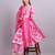 pink cotton floral printed & embroidery work kurta with trousers & dupatta set