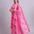 pink cotton floral printed & embroidery work kurta with trousers & dupatta set