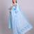 sky blue cotton buti printed & embroidery work kurta with trousers & dupatta set