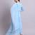 sky blue cotton buti printed & embroidery work kurta with trousers & dupatta set