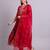 maroon cotton floral printed & embroidery work kurta with trousers & dupatta set
