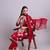 maroon cotton floral printed & embroidery work kurta with trousers & dupatta set
