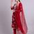 maroon cotton floral printed & embroidery work kurta with trousers & dupatta set