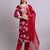 maroon cotton floral printed & embroidery work kurta with trousers & dupatta set