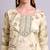 beige cotton floral printed & embroidery work kurta with trousers & dupatta set