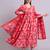 red cotton floral printed & embroidery work anarkali dress with dupatta set