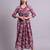 purple cotton floral printed & embroidery work anarkali dress with dupatta set