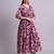 purple cotton floral printed & embroidery work anarkali dress with dupatta set