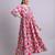 red cotton floral printed & embroidery work anarkali dress with dupatta set