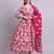 red cotton floral printed & embroidery work anarkali dress with dupatta set