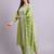 green cotton & embroidery work kurta with trousers & dupatta set