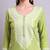 green cotton & embroidery work kurta with trousers & dupatta set