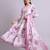 pink cotton floral printed & embroidery work anarkali kurta with trousers & dupatta set