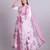 pink cotton floral printed & embroidery work anarkali kurta with trousers & dupatta set
