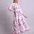 pink cotton floral printed & embroidery work anarkali kurta with trousers & dupatta set