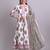 off white cotton buta printed & embroidery work anarkali kurta with trousers & dupatta set