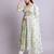 Light green cotton floral printed & embroidery work anarkali kurta with trousers & dupatta set