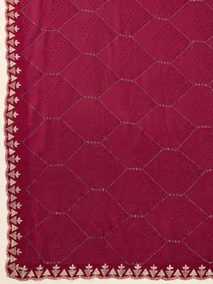 Silk Blend Zarkan Work Saree with Unstitched Blouse Piece 5