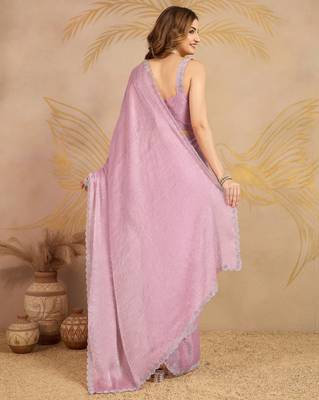 Trendmalls Art Silk swarovski Zarkan Work Saree with Unstitched Blouse Piece 2