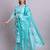 Sky blue cotton floral printed & embroidery work kurta with trousers & dupatta set