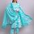 Sky blue cotton floral printed & embroidery work kurta with trousers & dupatta set