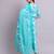 Sky blue cotton floral printed & embroidery work kurta with trousers & dupatta set