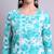 Sky blue cotton floral printed & embroidery work kurta with trousers & dupatta set