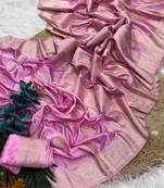 Light Pink Color Hand Dyed Satin Silk Wedding Saree