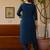 Navy blue viscose chanderi thread embroidered with beads work kurta pant set