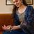 Navy blue viscose chanderi thread embroidered with beads work kurta pant set