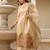 Beige viscose silk thread embroidered with print & beads work kurta pant set