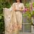 Cream viscose silk thread embroidered with print & beads work kurta pant set