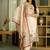 Cream vichitra silk thread embroidered with print & beads work kurta pant set