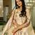Cream vichitra silk thread embroidered with print & beads work kurta pant set