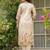 Cream vichitra silk thread embroidered with print & beads work kurta pant set