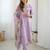 Lavender viscose gadhval silk thread embroidered with beads work kurta pant set