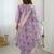 Lavender viscose gadhval silk thread embroidered with beads work kurta pant set