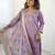 Lavender viscose gadhval silk thread embroidered with beads work kurta pant set
