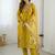 Yellow viscose gadhval silk thread embroidered with beads work kurta pant set