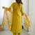 Yellow viscose gadhval silk thread embroidered with beads work kurta pant set