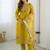 Yellow viscose gadhval silk thread embroidered with beads work kurta pant set