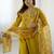 Yellow viscose gadhval silk thread embroidered with beads work kurta pant set