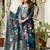 Navy blue chanderi cotton jacquard woven with digital print kurta pant set