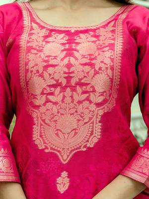 Ranipink chanderi cotton jacquard woven with digital print kurta pant set 4
